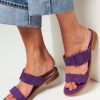 Women Brown Dot. Flip Flops | Ruby, Suede Flip Flops Purple