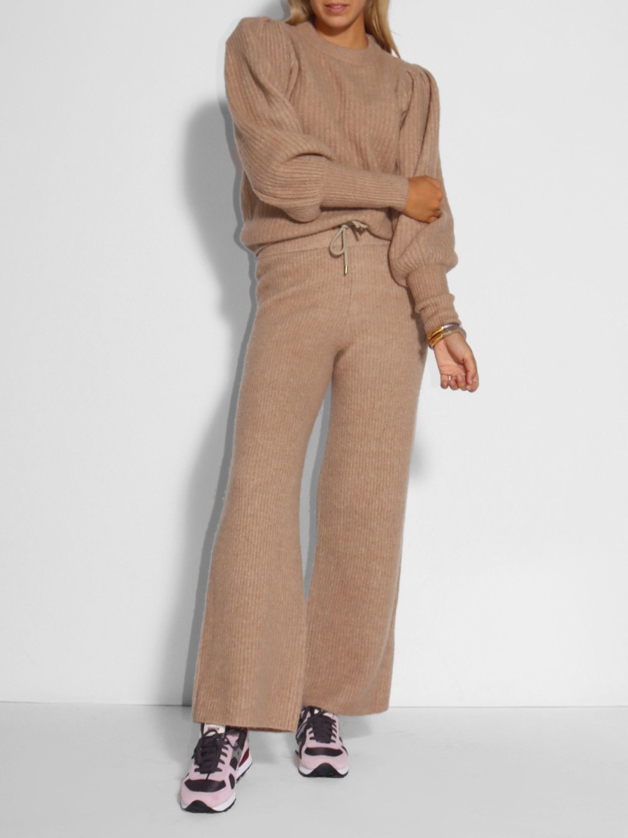 Women Notes du Nord Pants And Jumpsuits | Avery, Wool Mix Rib Palazzo Taupe