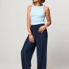 Women Samsoe Samsoe Pants And Jumpsuits | Uma, Elastic Plisse Trousers Dark Blue