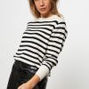 Women Lollys Laundry Sweaters And Cardigans | Swan, Cotton Mix Jumper With Striped Pattern Ecru