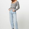 Women Agolde Jeans | Criss Cross, High Straight Fit Non Stretch Jeans Light Blue