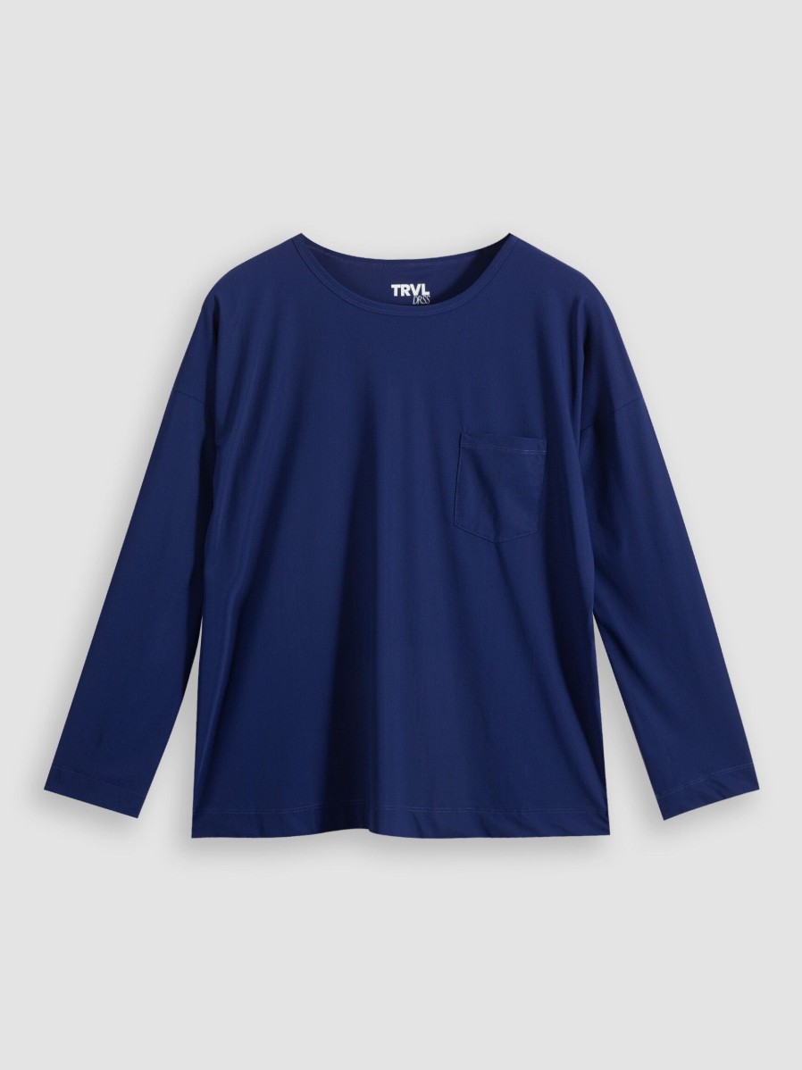 Women Trvl Drss Tops And Blouses | Travel Jersey Top Blue