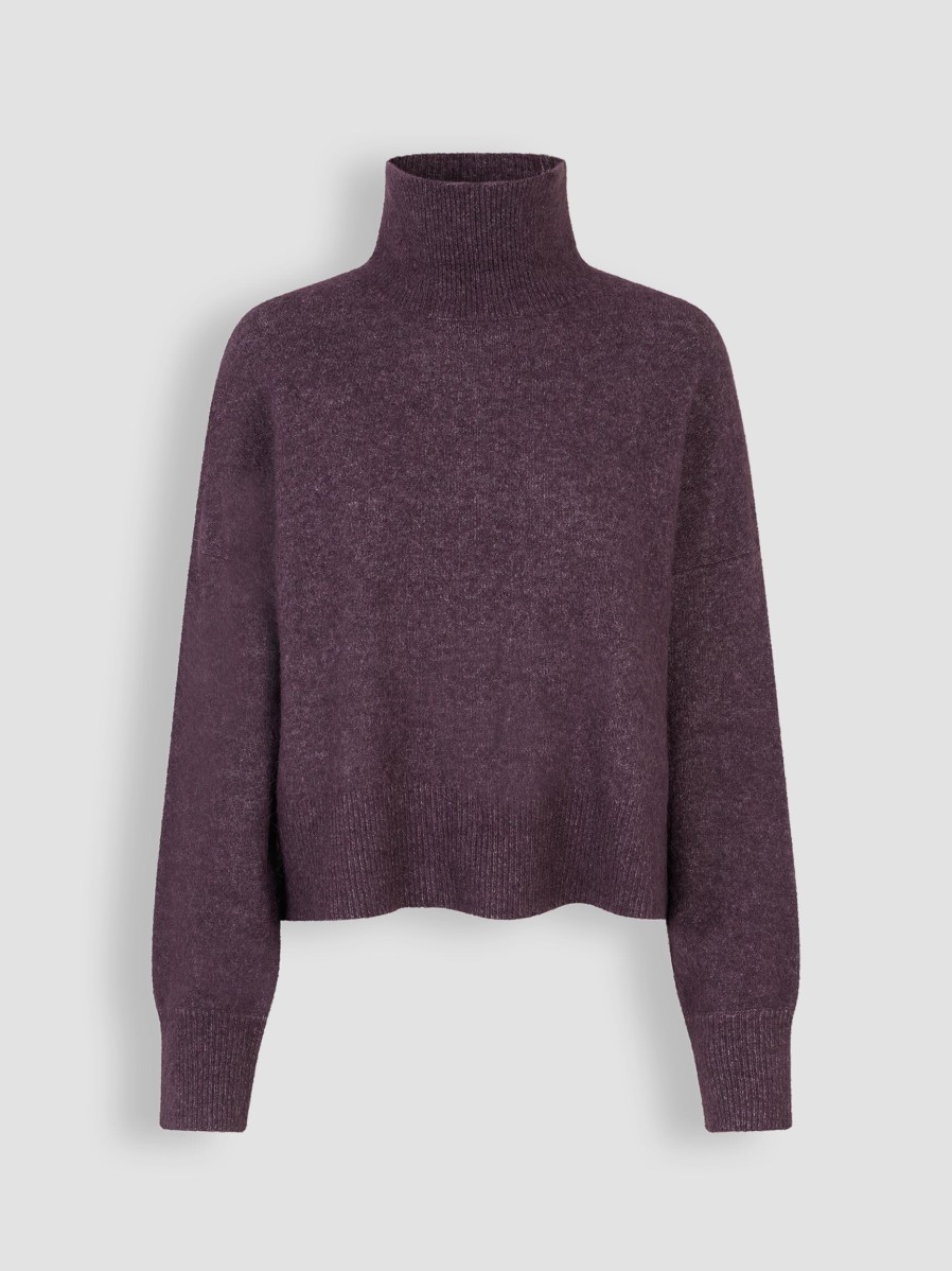 Women Samsoe Samsoe Sweaters And Cardigans | Nola, Alpaca Mix Melange Jumper Dark Purple