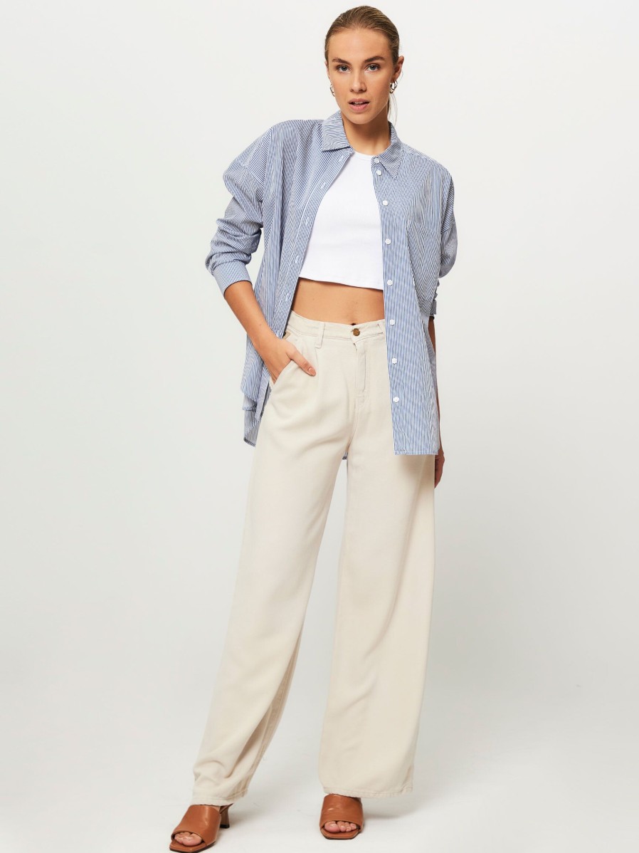 Women Lois Pants And Jumpsuits | Skater, Lyocell Wide Leg Trousers Ecru