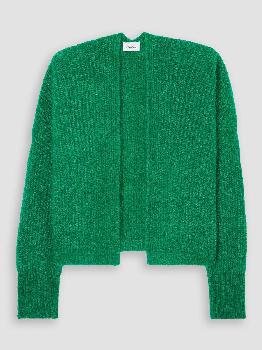 Women American Vintage Sweaters And Cardigans | East, Alpaca Mix Melange Cardigan Green