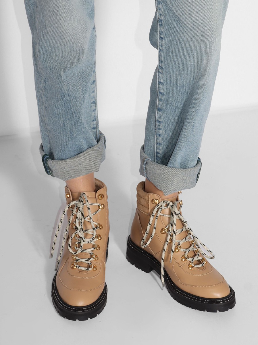 Women Anonymous Copenhagen Lace Up Shoes | Tekka, Leather Lace Shoes Sand