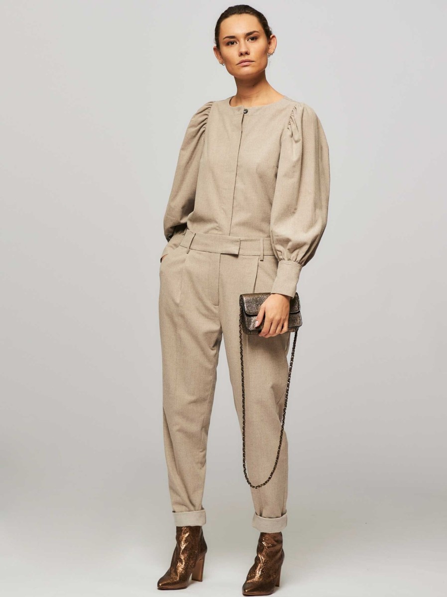 Women Ruby Tuesday Pants And Jumpsuits | Reegan, Viscose Mix Melange Trousers Sand