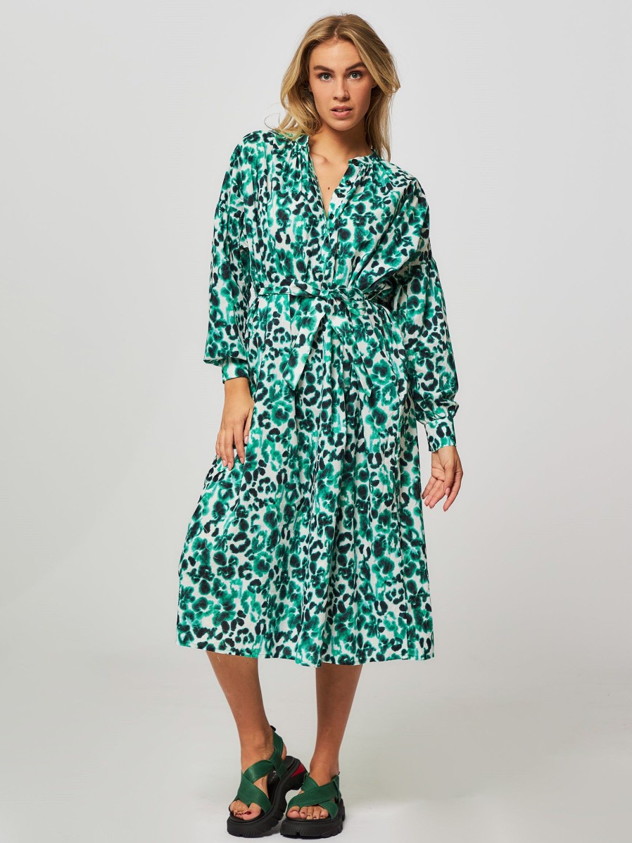 Women Baum und Pferdgarten Dresses And Tunics | Abilene, Organic Cotton Maxi Dress With Print Green