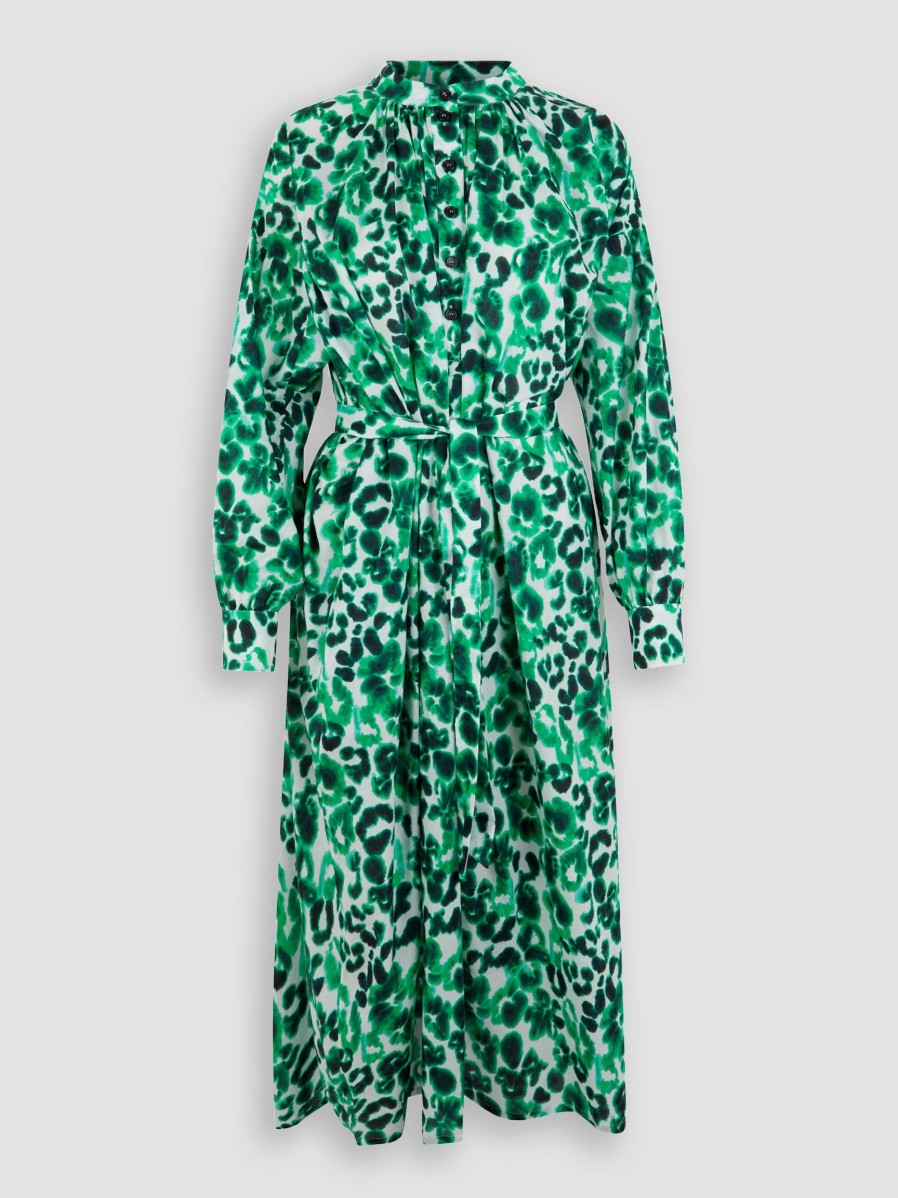 Women Baum und Pferdgarten Dresses And Tunics | Abilene, Organic Cotton Maxi Dress With Print Green