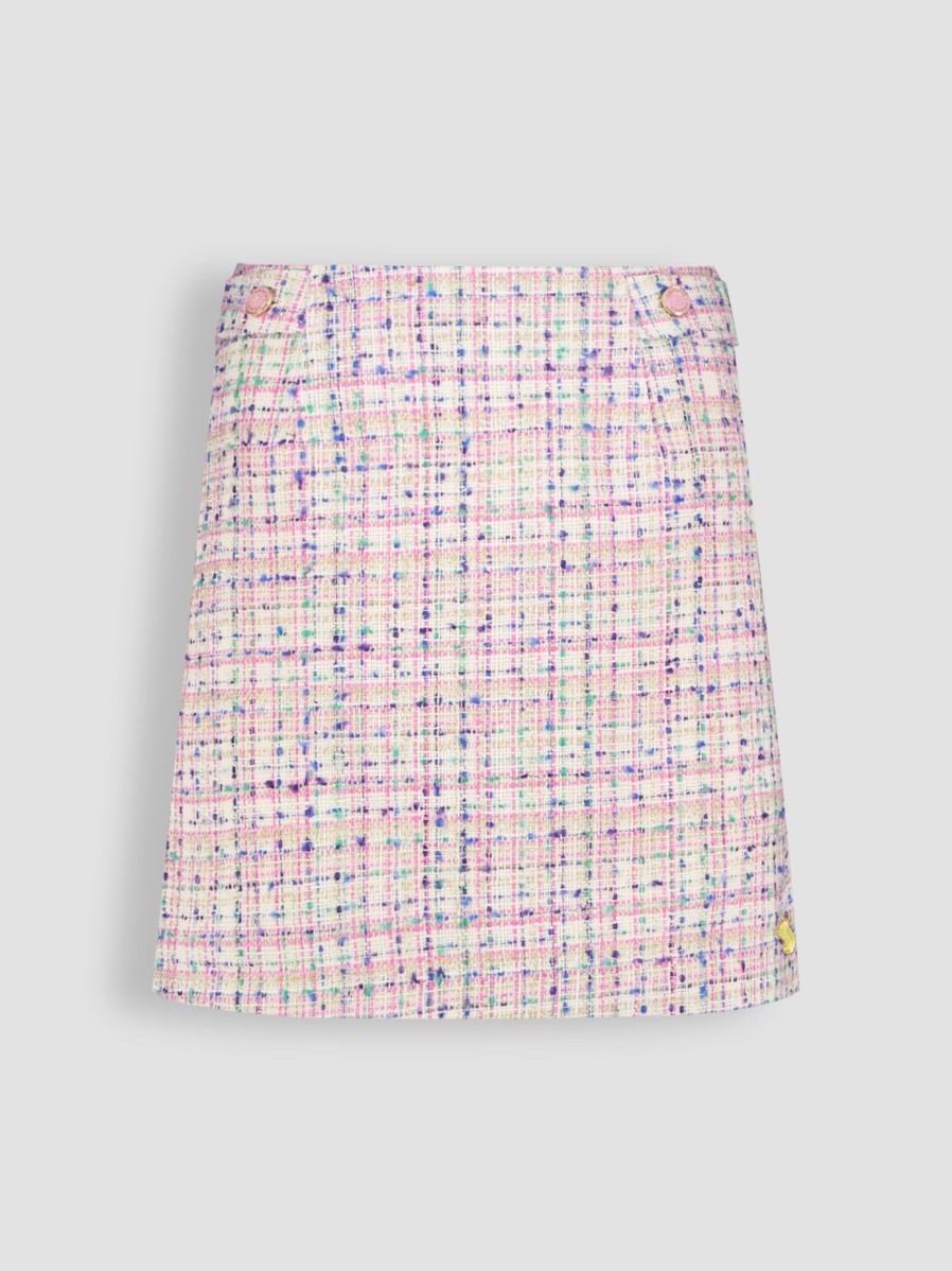 Women Fabienne Chapot Skirts | Dora, Wool Mix Tweed Skirt With Lurex Pink