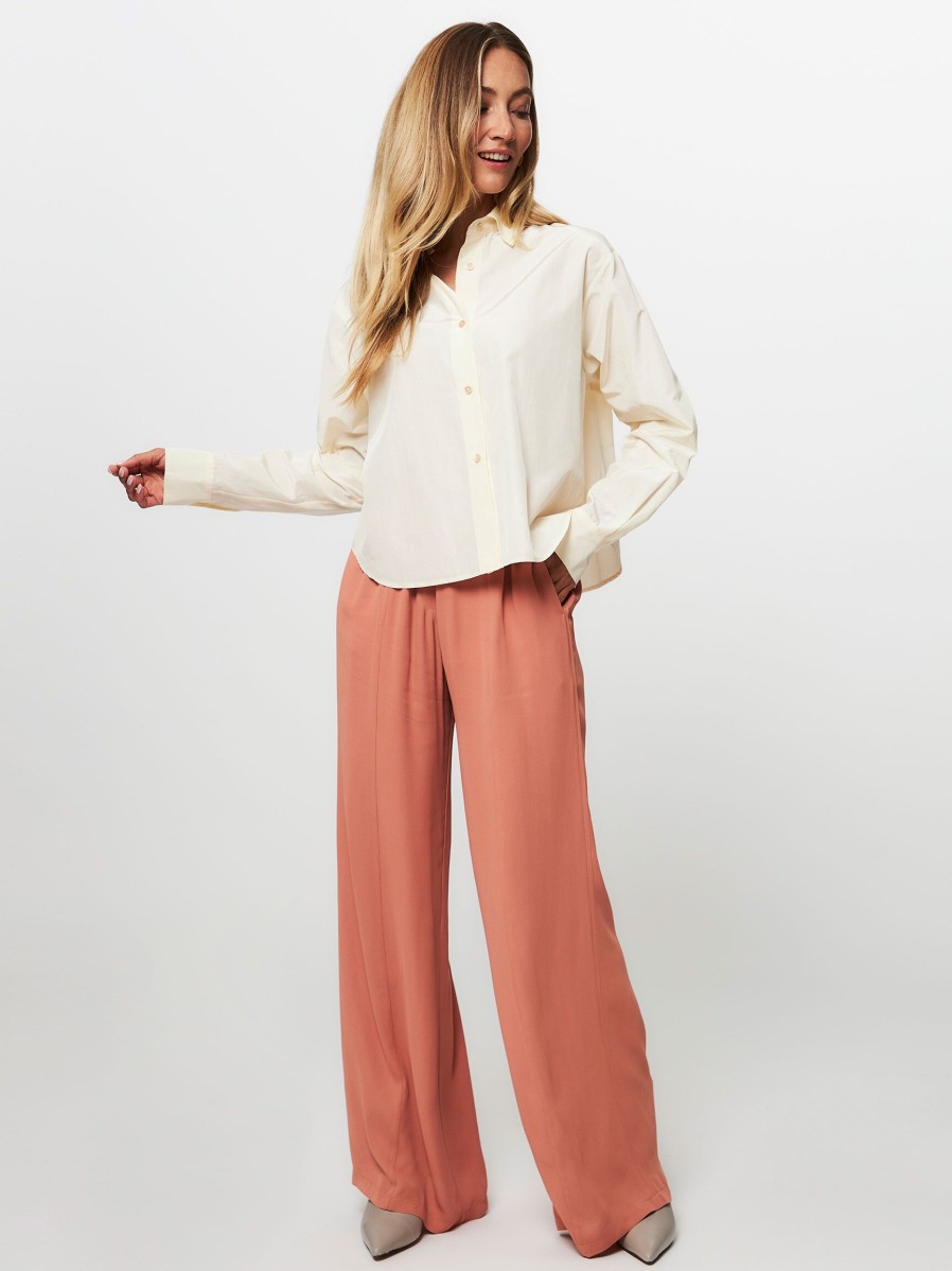 Women forte_forte Pants And Jumpsuits | Viscose Wide Leg Trousers Peach