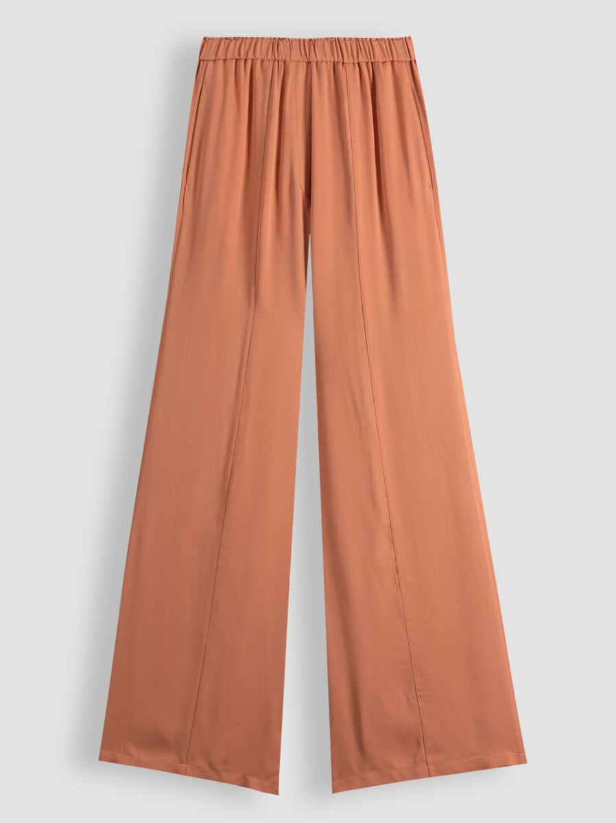 Women forte_forte Pants And Jumpsuits | Viscose Wide Leg Trousers Peach