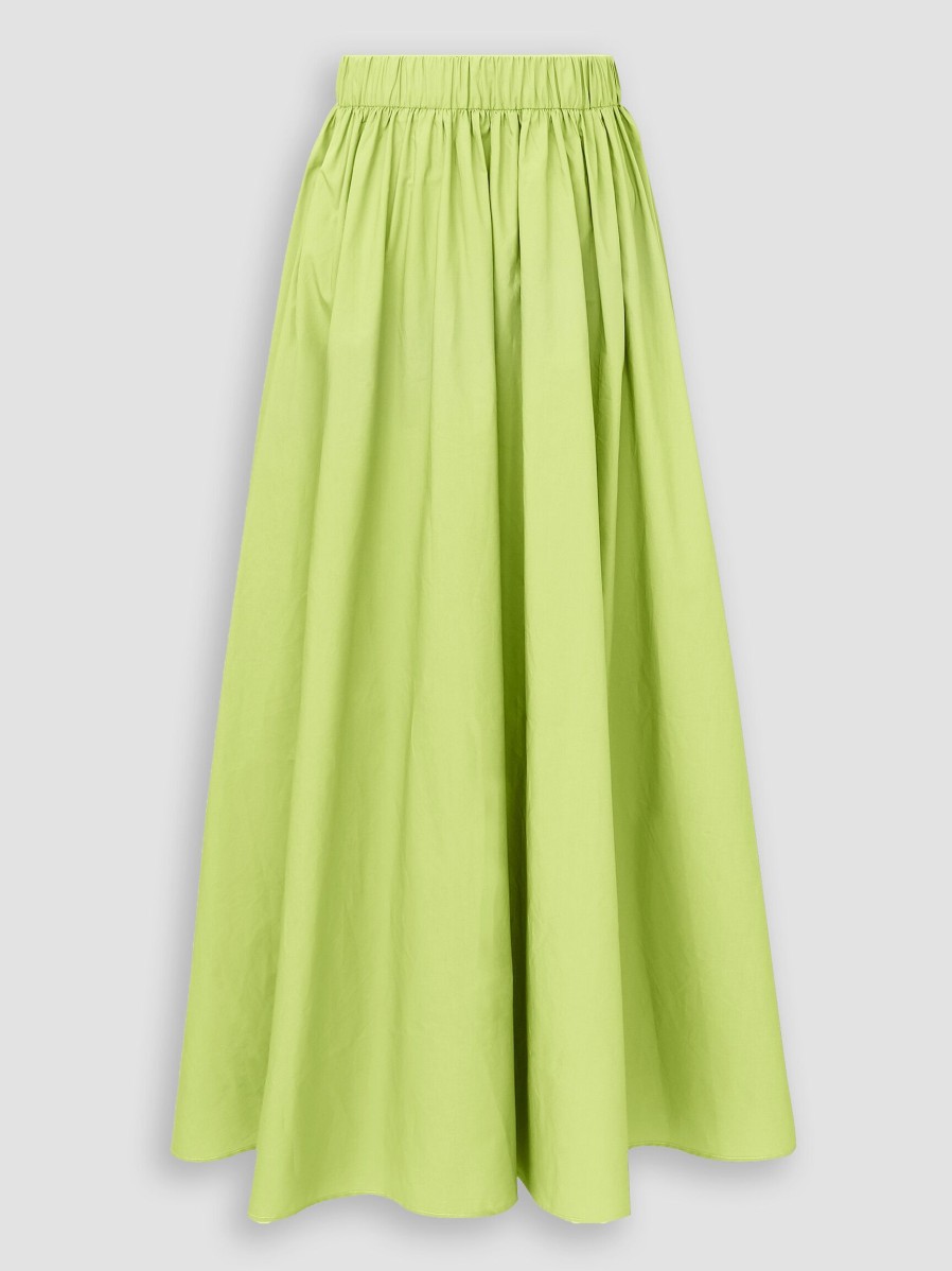 Women Frnch Skirts | Kristina, Cotton A-Line Skirt Lime Green