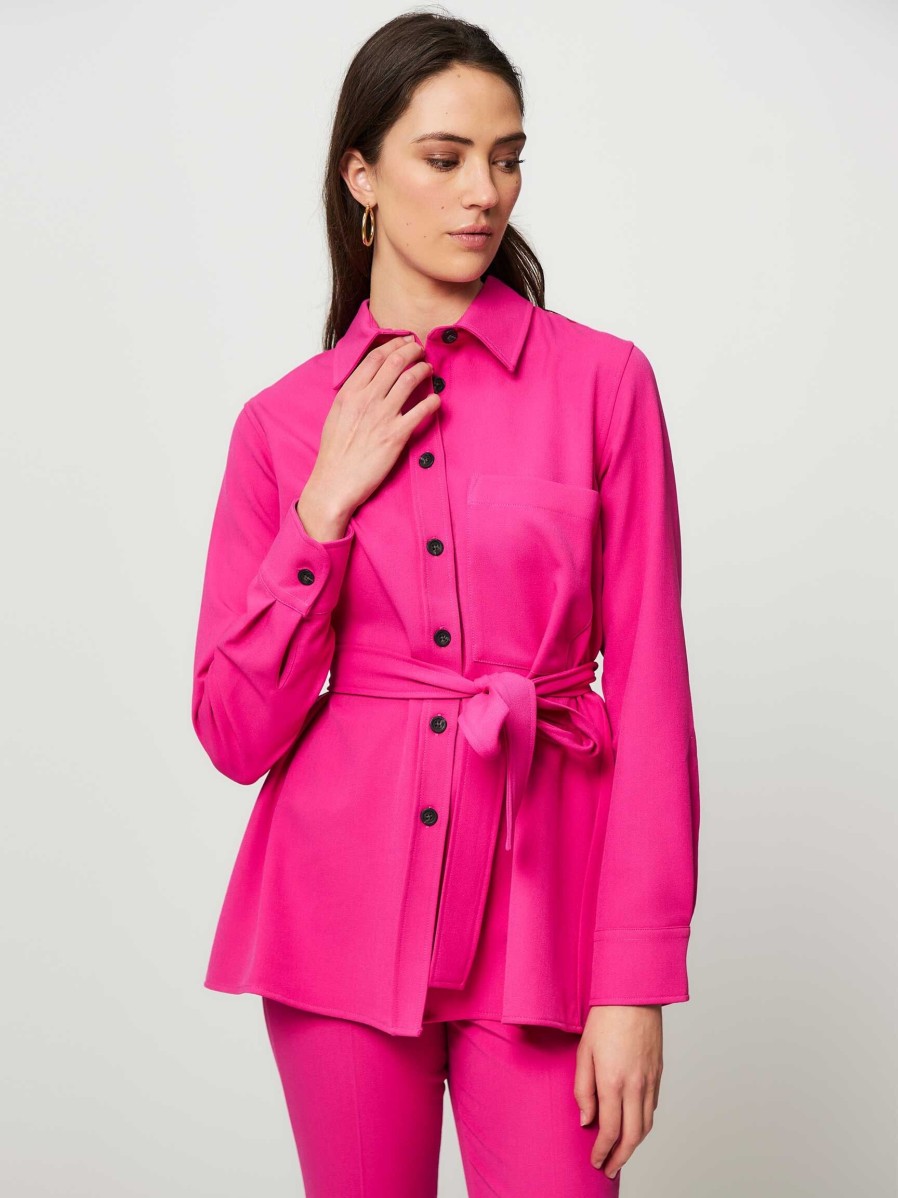 Women Trvl Drss Blazers And Jackets | River, Viscose Mix Overshirt Bright Pink