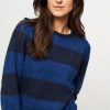 Women By Bar Sweaters And Cardigans | Gwen, Alpaca Mix Melange Jumper With Pattern Dark Blue