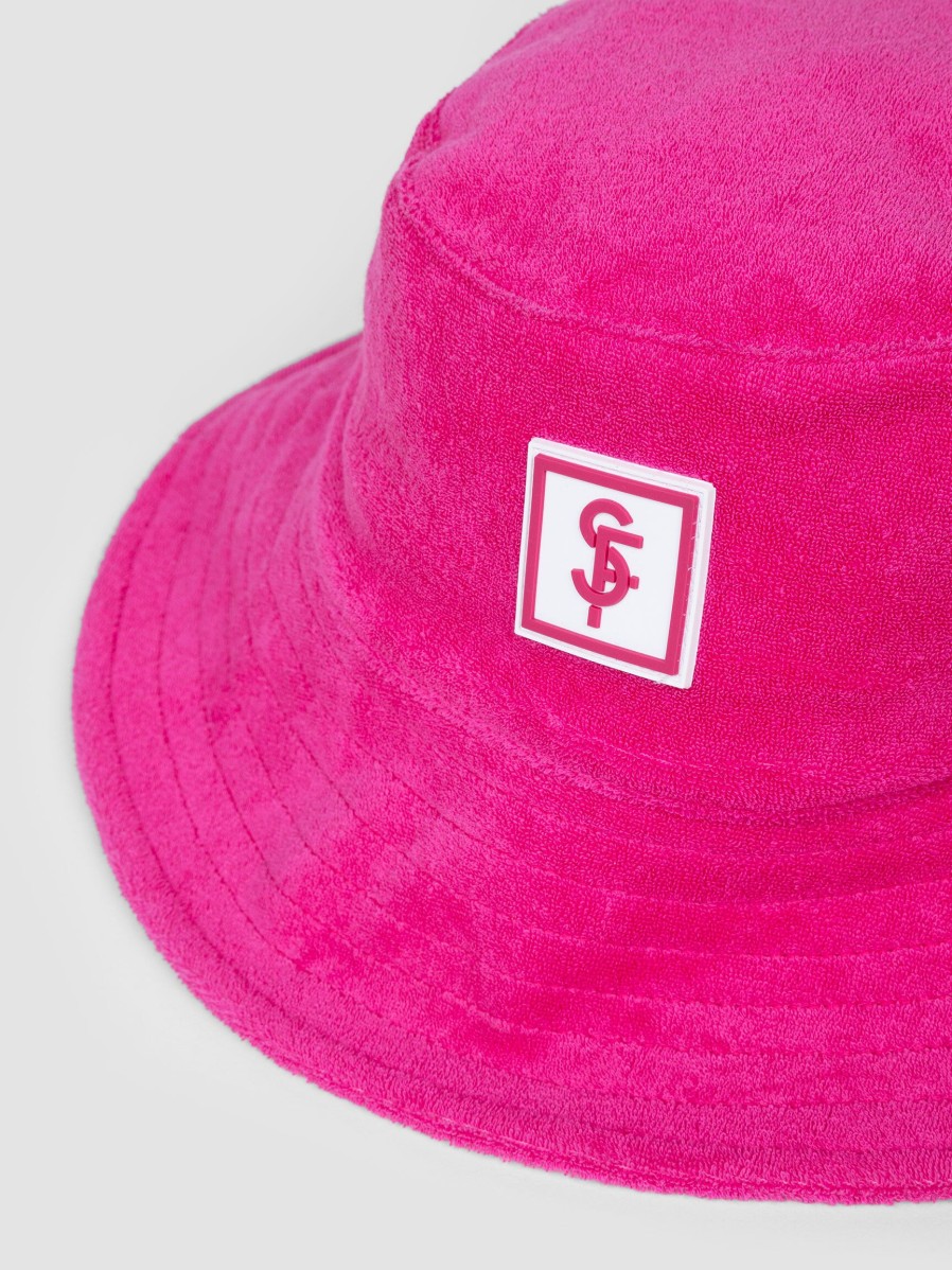 Women Seafolly Hats And Beanies | Coco Beach, Cotton Terry Bucket Hat Bright Pink