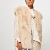 Women Studio AR Blazers And Jackets | Nalin, Woven Fake Fur Gilet Beige