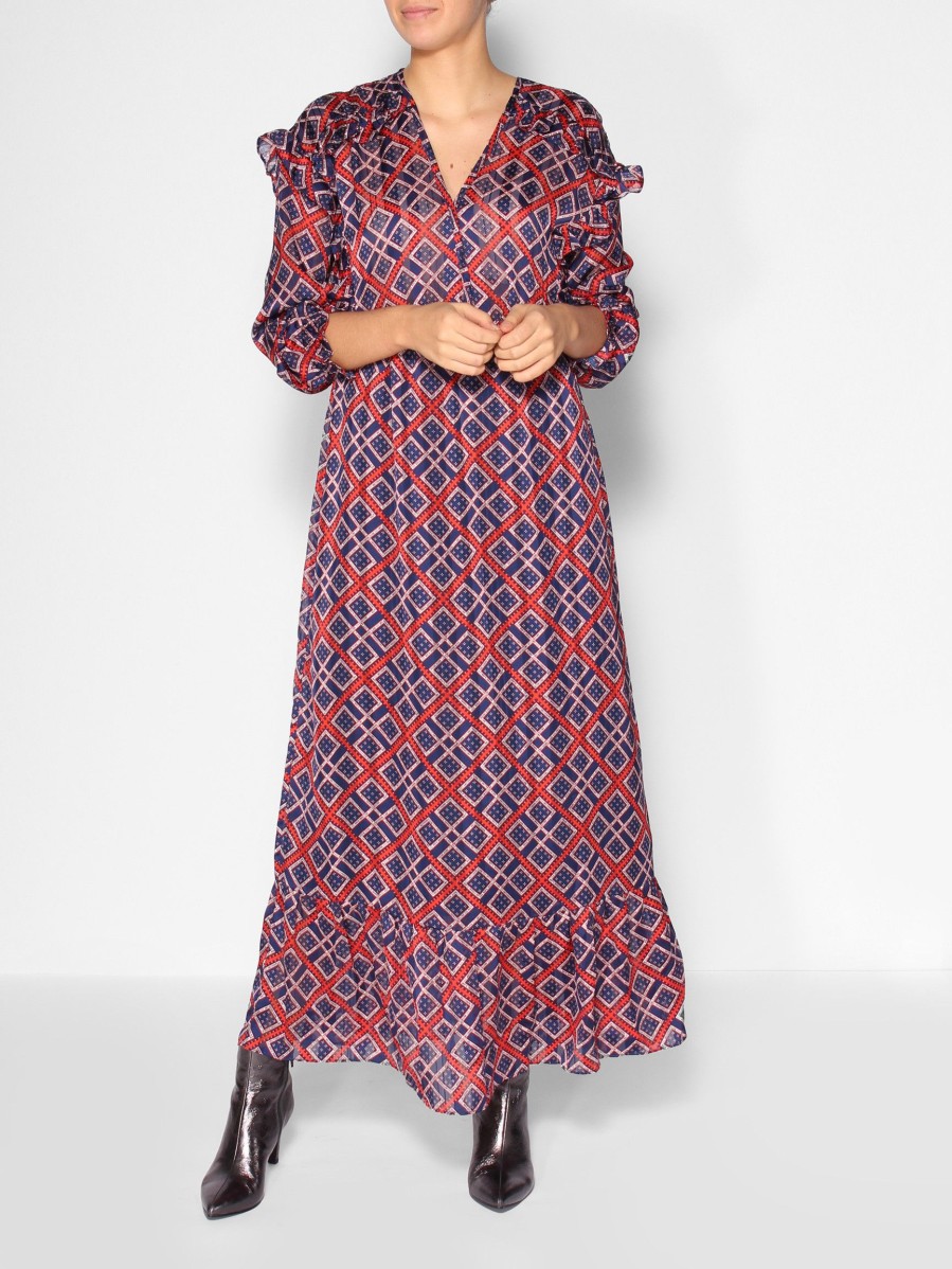 Women Scotch & Soda Women Dresses And Tunics | Woven Dress With Print Dark Blue