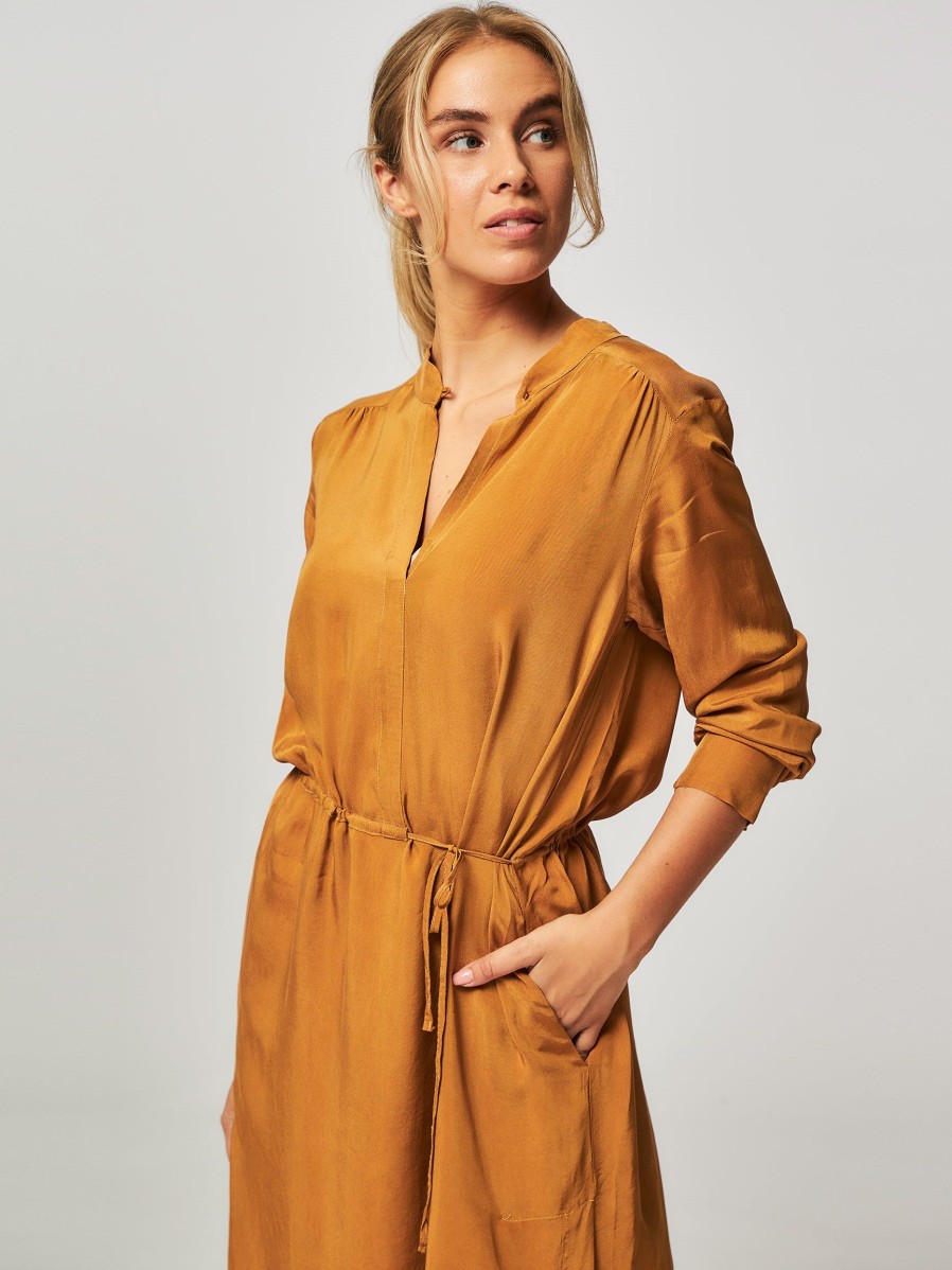 Women Humanoid Dresses And Tunics | Cavina, Cupro Mix Dress Yellow Ocher