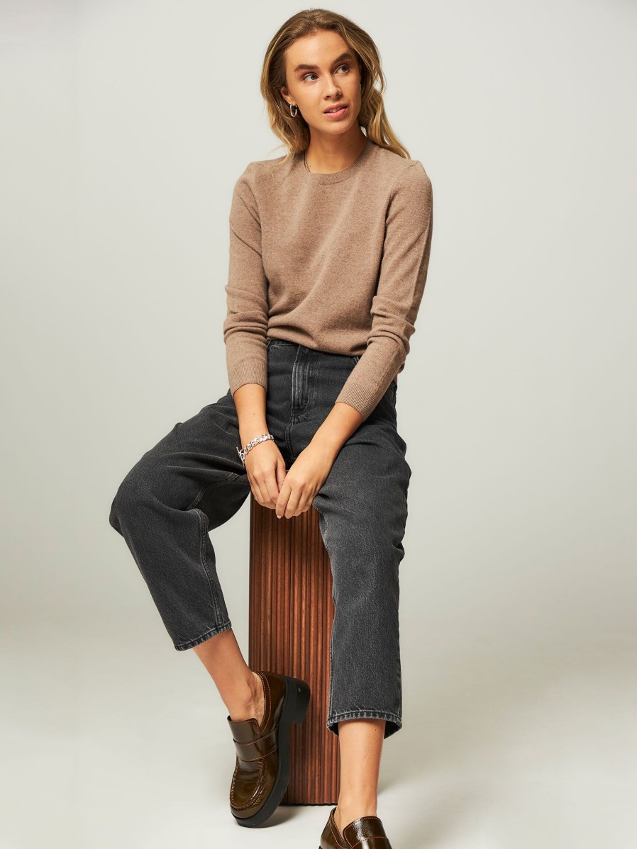 Women Colorful Standard Sweaters And Cardigans | Organic Merino Wool Melange Jumper Taupe