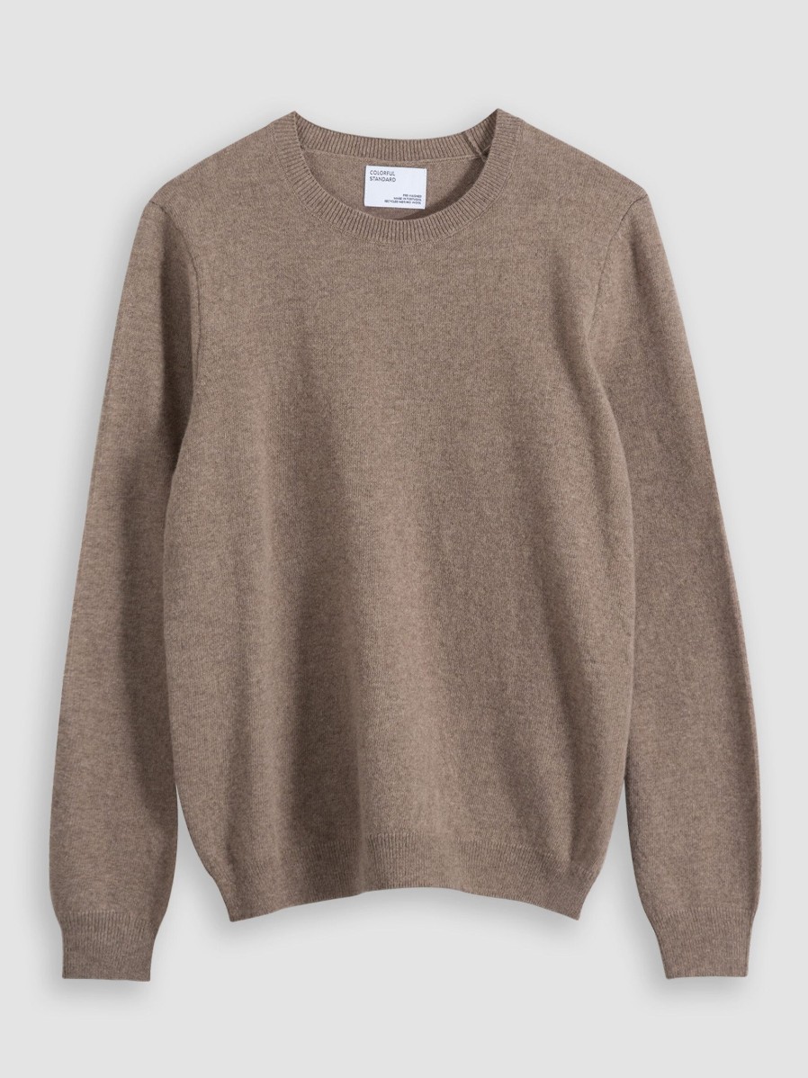 Women Colorful Standard Sweaters And Cardigans | Organic Merino Wool Melange Jumper Taupe