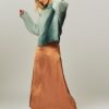 Women Rabens Saloner Skirts | Amel, Viscose Shiny A-Line Skirt Caramel