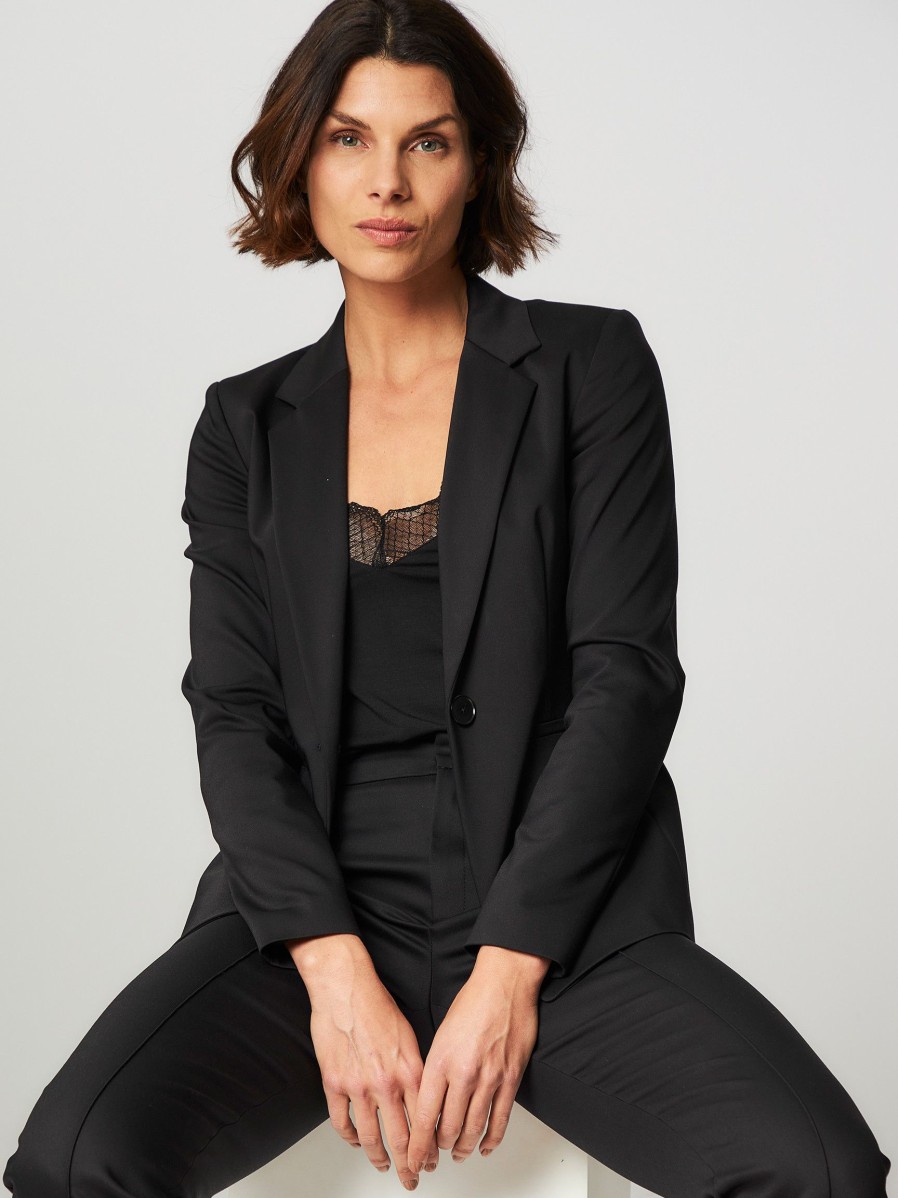 Women Drykorn Blazers And Jackets | Golders, Cotton Stretch Blazer Black