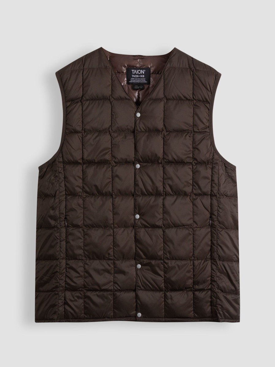 Women Taion Outerwear | Woven Padded Bodywarmer Brown