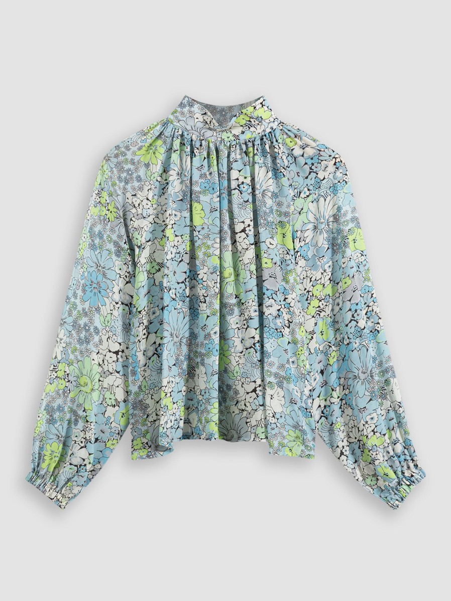 Women Drykorn Tops And Blouses | Dumonda, Viscose Top With Print Blue