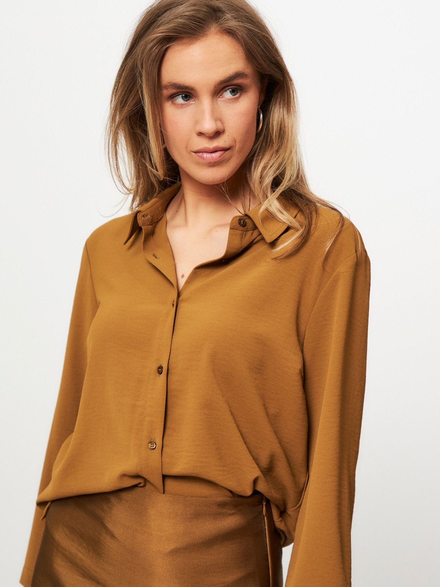 Women Modstrom Tops And Blouses | Freda, Woven Blouse Green/Brown