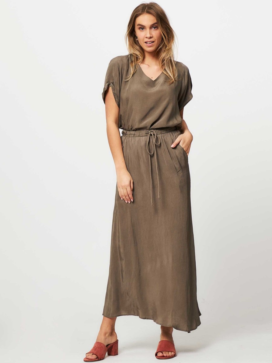 Women Humanoid Skirts | Darrow, Cupro/Viscose Mix A-Line Skirt Browngrey