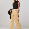 Women Denham Pants And Jumpsuits | Sophia, High Waist Wide Leg Stretch Trousers Camel