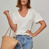 Women American Vintage Tops And Blouses | Devon, Cotton Slub Top Off White