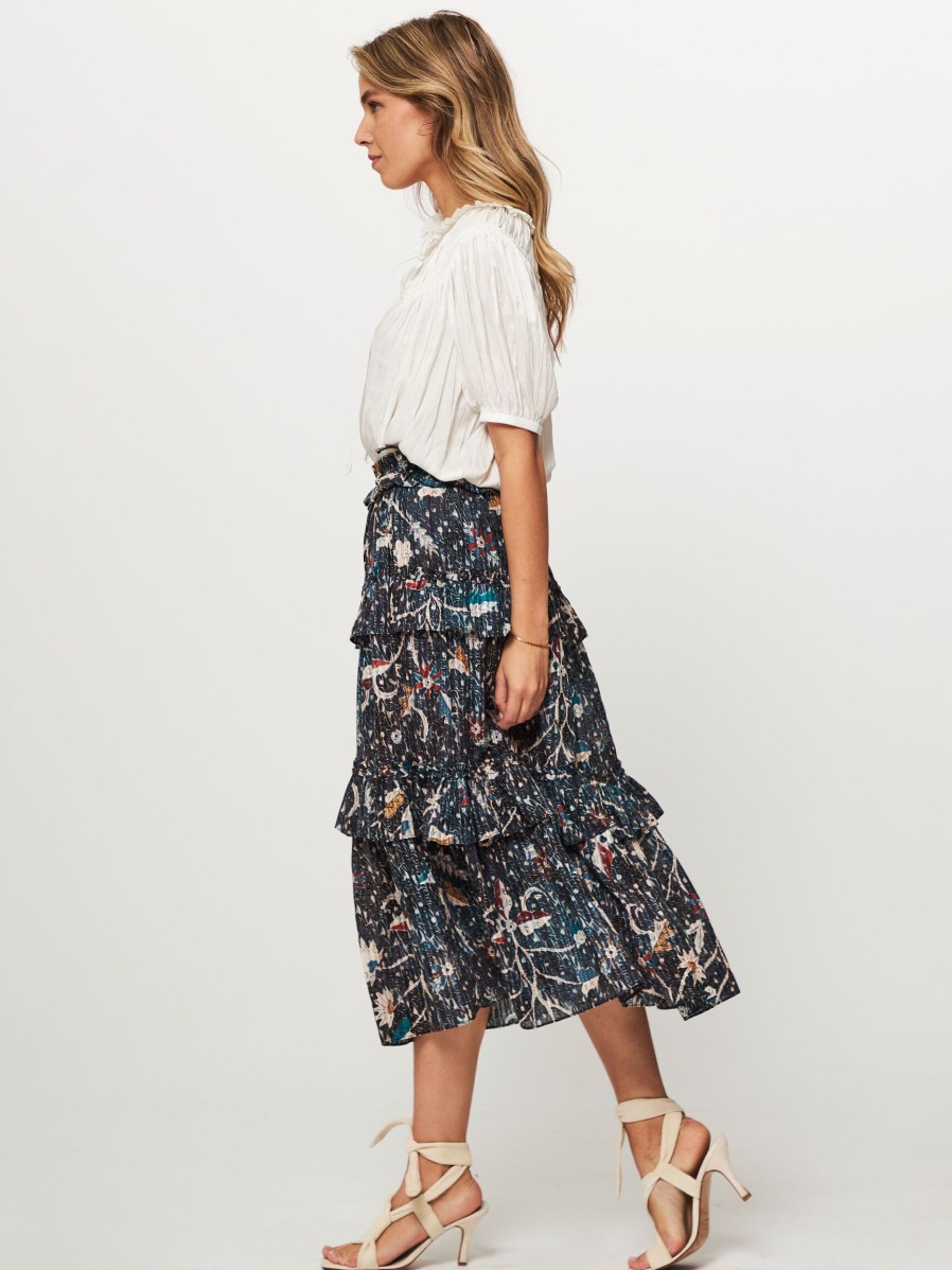 Women Ulla Johnson Skirts | Josette, Cotton/Viscose Mix A-Line Skirt Dark Blue