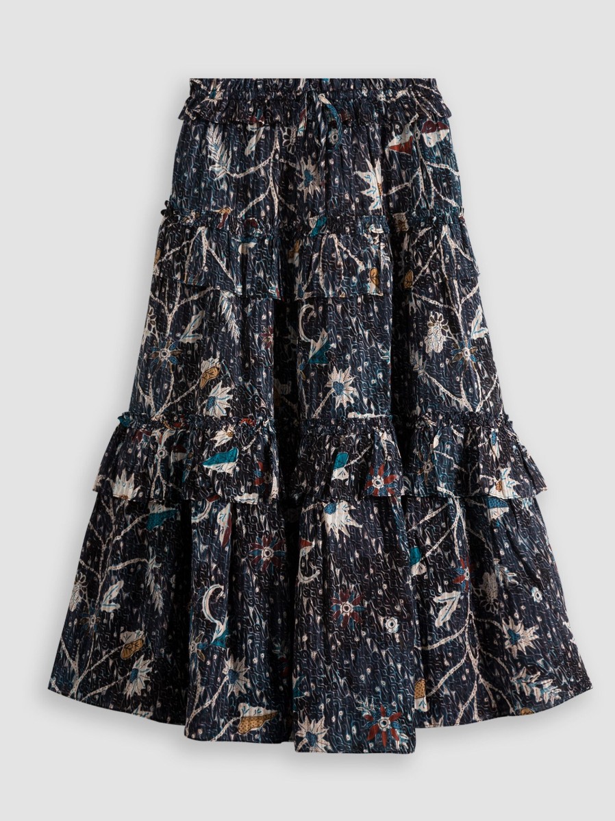 Women Ulla Johnson Skirts | Josette, Cotton/Viscose Mix A-Line Skirt Dark Blue