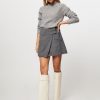 Women Second Female Skirts | Daring, Wool Mix Melange Wrap Over Skirt Grey