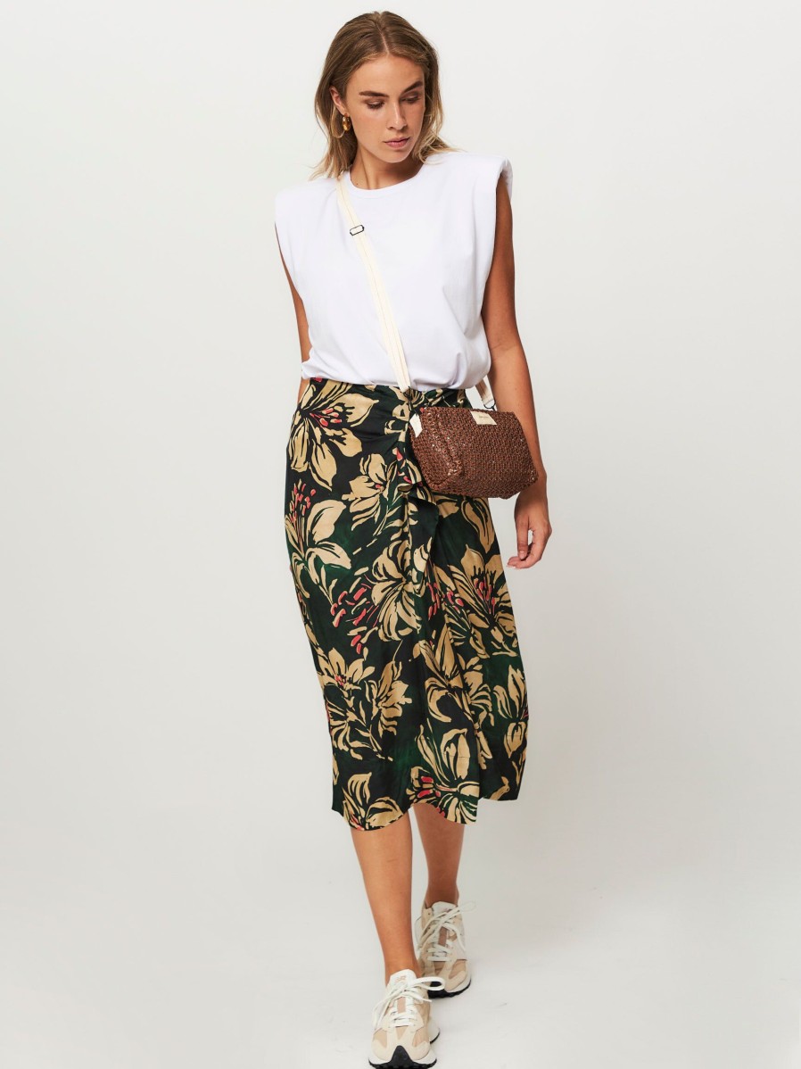 Women Bellerose Skirts | Anemone, Ecovero Viscose Skirt With Print Dark Green