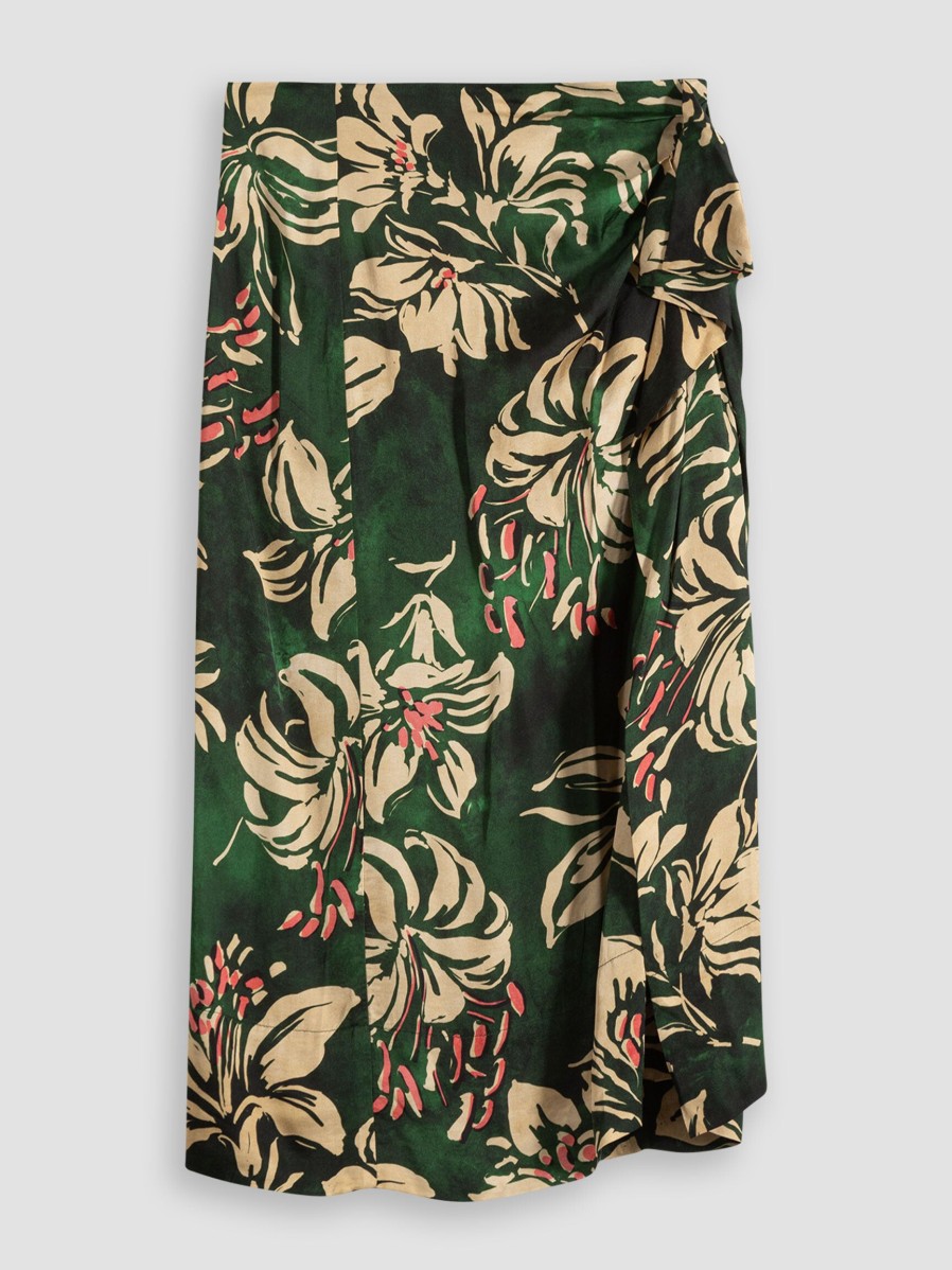 Women Bellerose Skirts | Anemone, Ecovero Viscose Skirt With Print Dark Green