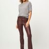 Women Studio AR Pants And Jumpsuits | Jaela, Leather Stretch Flared Trousers Bordeauxred