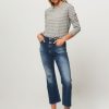 Women Majestic Filatures Tops And Blouses | Cotton/Cashmere Mix Striped Longsleeve Grey