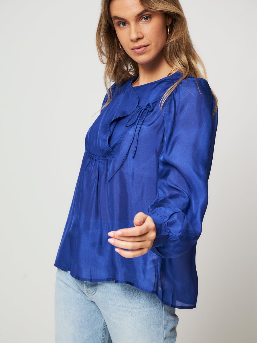 Women Munthe Tops And Blouses | Drive, Silk Top Cobalt