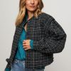 Women Fabienne Chapot Blazers And Jackets | Carter, Wool Mix Tweed Jacket With Lurex Dark Blue