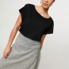 Women Mads Norgaard Skirts | Milk, Cotton Skirt With Striped Pattern Bluegrey