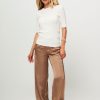 Women Closed Pants And Jumpsuits | Winona, Viscose Shiny Palazzo Brown