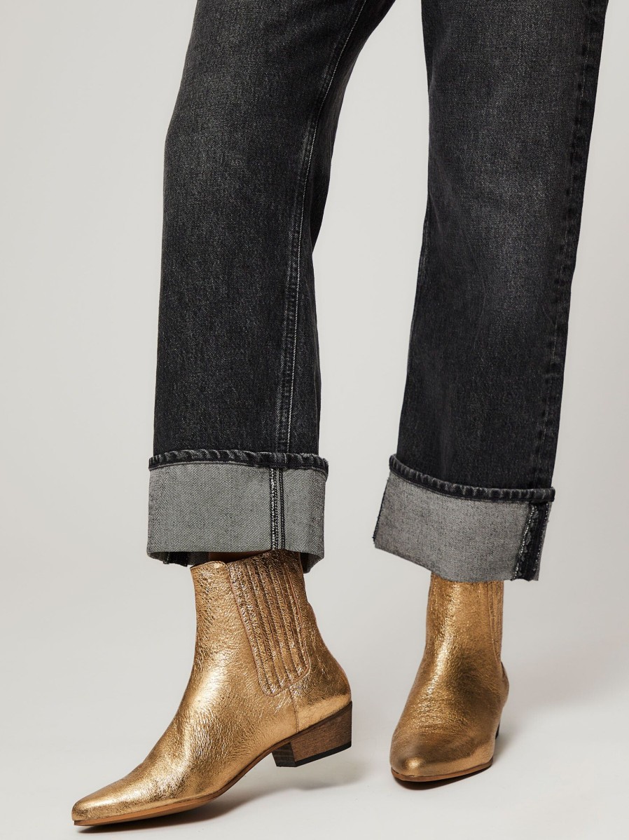 Women Ivylee Copenhagen Boots | Bailey, Leather Metallic Ankle Boots Gold Colour