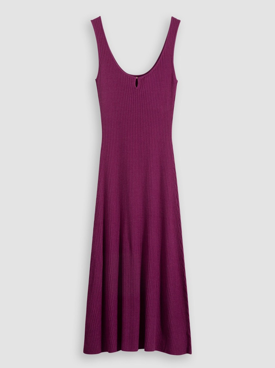 Women Sessun Dresses And Tunics | Rosalba, Viscose/Cotton Mix Rib Knitted Dress Purple