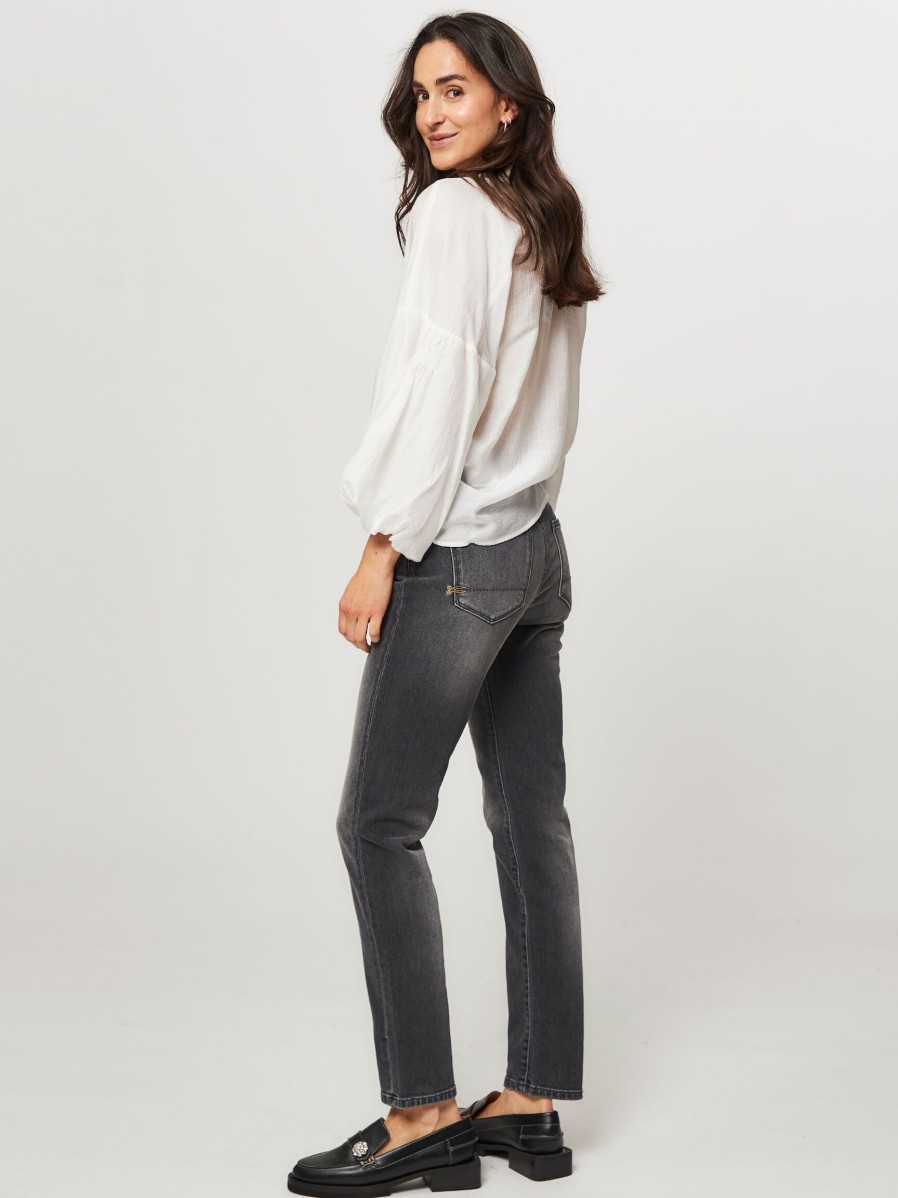 Women Denham Jeans | Jolie, High Waist Straight Fit Jeans Grey