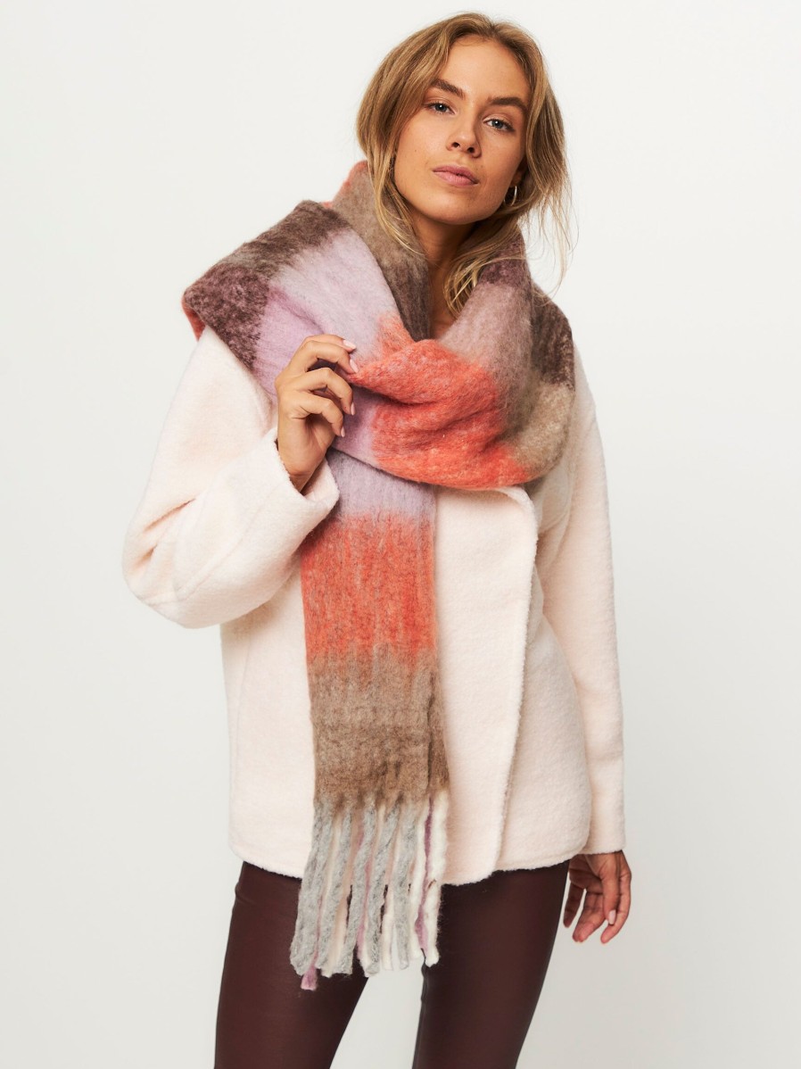 Women Suncoo Scarves | Albane, Wool Mix Scarf With Pattern Mauve