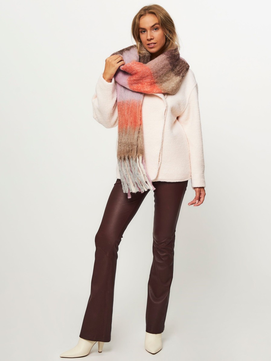 Women Suncoo Scarves | Albane, Wool Mix Scarf With Pattern Mauve