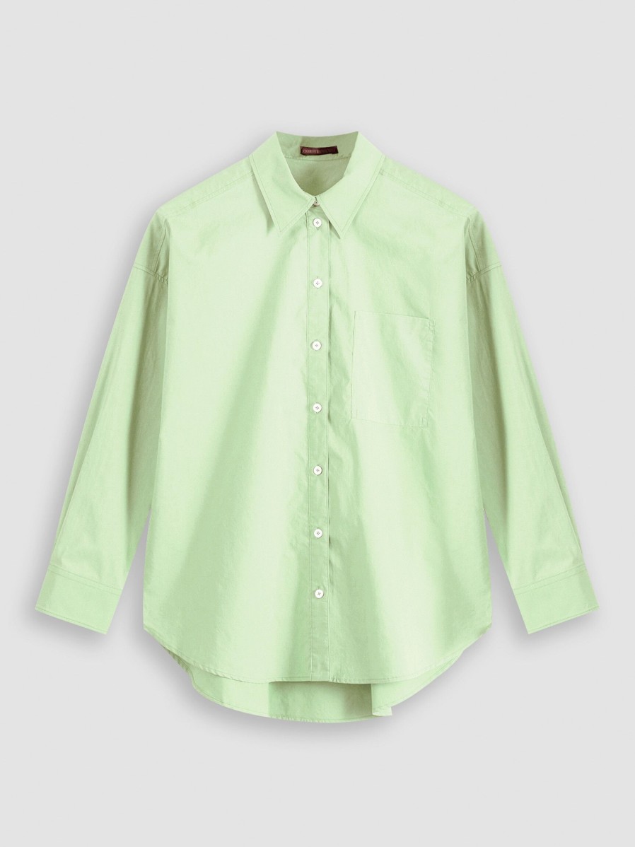 Women Drykorn Tops And Blouses | Aake, Cotton Blouse Light Green